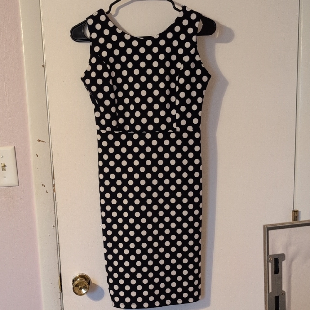 Elegant Black and White Polka Dot Dress